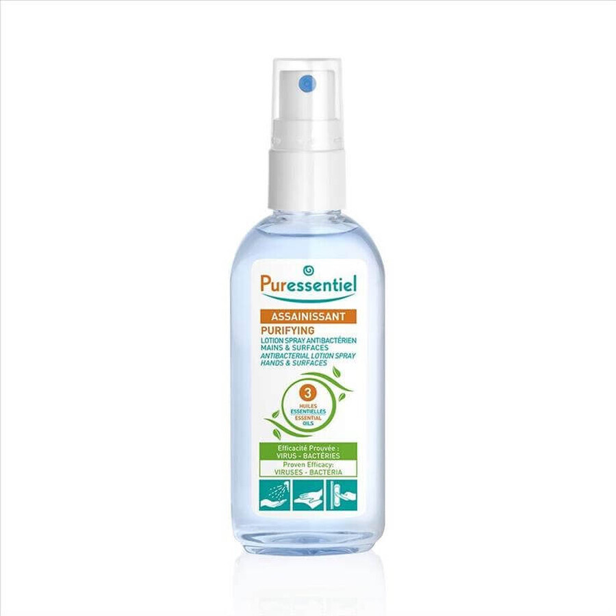 Lotion spray antibactérien pour les mains aux 3 huiles essentielles, 80 ml, Puressentiel