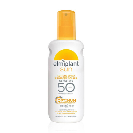 Lotiune spray cu protectie solara ridicata Sensitive SPF 50 Optimum Sun, 200 ml, Elmiplant