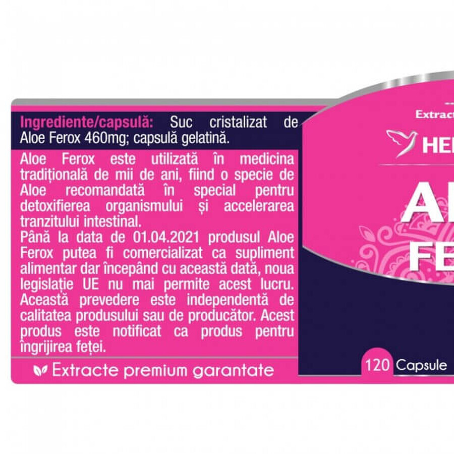 Aloe Ferox, 120 capsule, Herbagetica