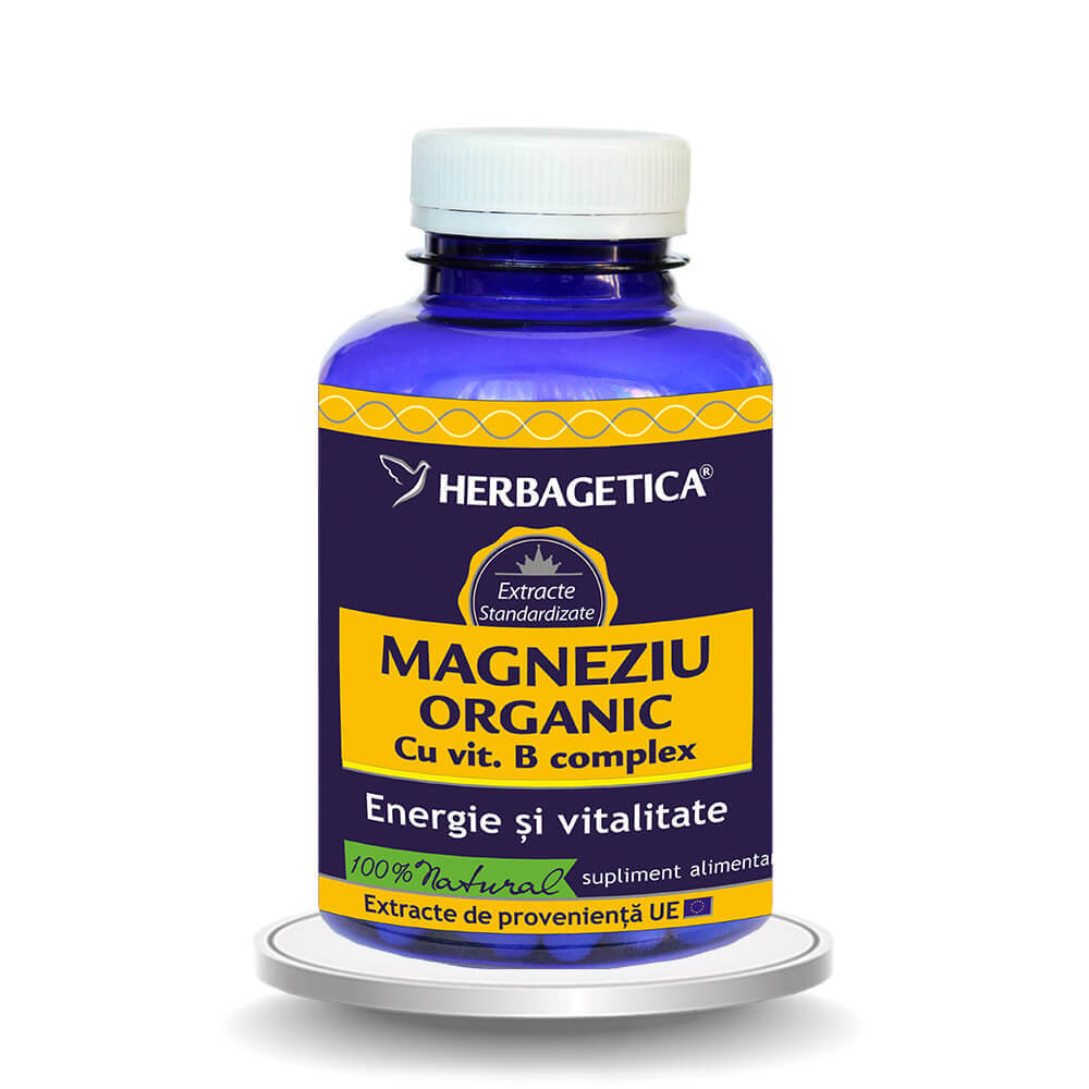 magneziu organic cu vitamina b complex 120 capsule herbagetica Magneziu Organic cu Vitamina B complex, 120 capsule, Herbagetica