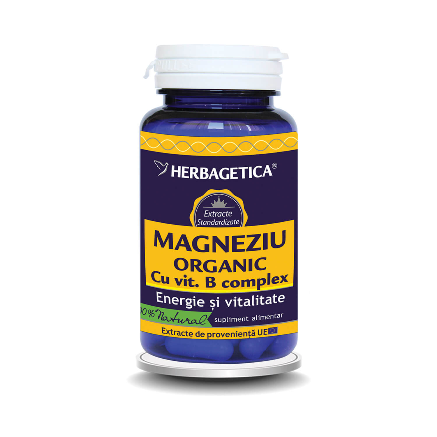 magneziu organic cu vitamina b complex 120 capsule herbagetica Magneziu Organic cu Vitamina B complex, 30 capsule, Herbagetica