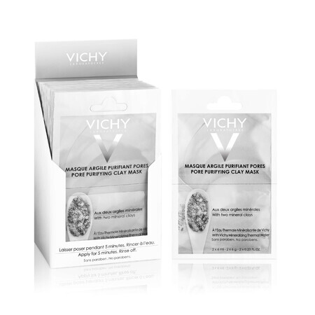 Mască de față cu argilă pentru purificarea porilor, 2 x 6 ml, Vichy