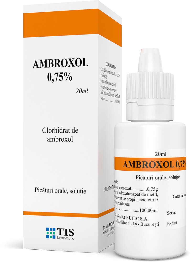 Ambroxol 0.75% picături orale soluție, 20 ml, Tis Farmaceutic