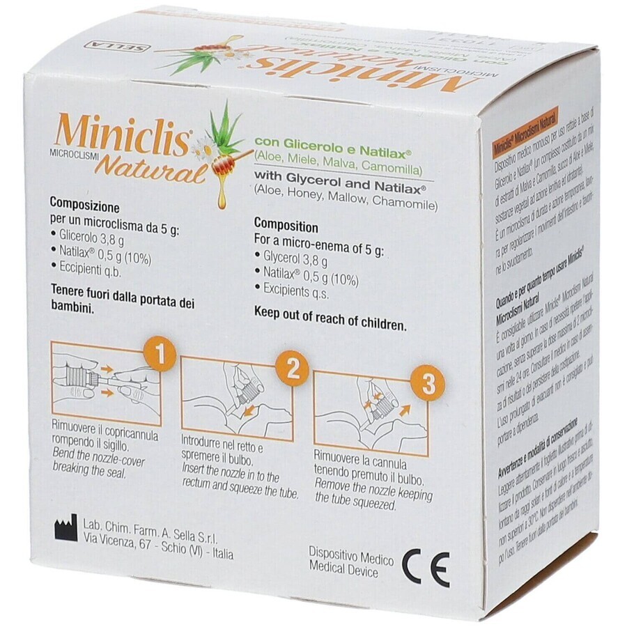 Miniclis natural microclisme adults, 6 pieces x 10 g, Sella Farmaceutici