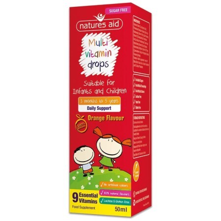 Multivitamine picături pentru copii, 50 ml, Natures Aid