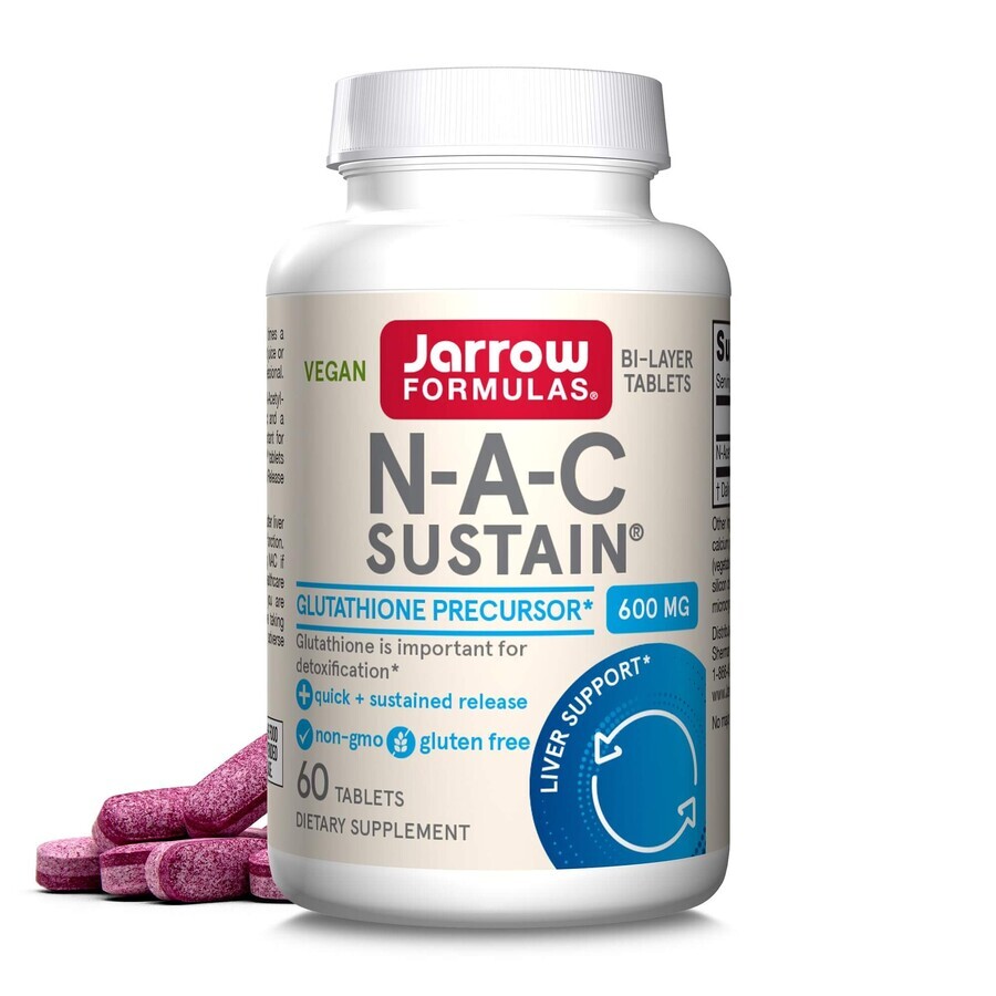 N-A-C Sustain 600mg Jarrow Formulas, 100 tablete, Secom