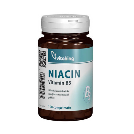 Niacina Vitamina B3 100mg, 100 comprimate, VitaKing