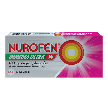 Nurofen Immedia Ultra 400 mg, 24 drajeuri, Rockitt Benckiser Healthcare