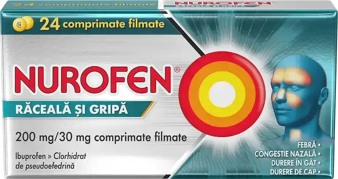 Nurofen Răceală și Gripă 200mg, 24 comprimate, Reckitt Benckiser Healthcare