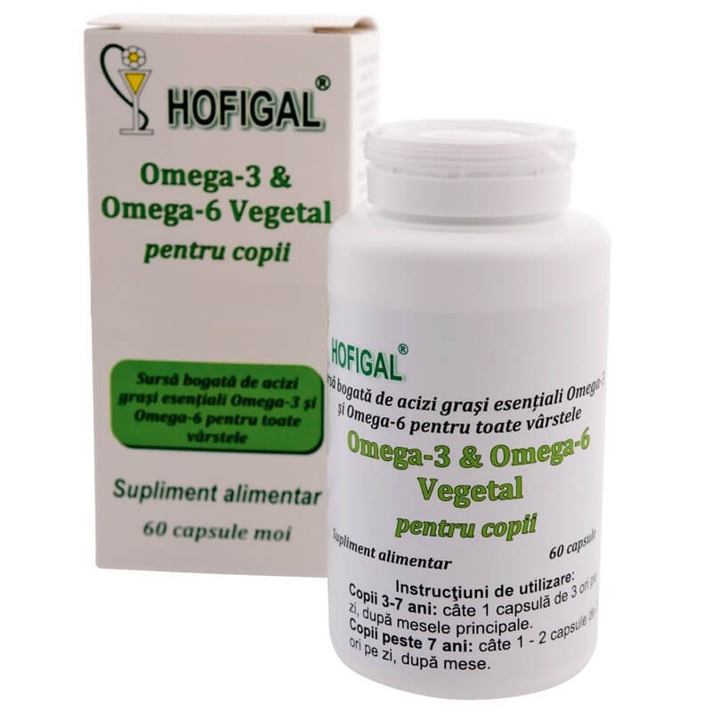 cand se administreaza omega 3 la copii Omega 3 & Omega 6 pentru copii, 60 capsule, Hofigal