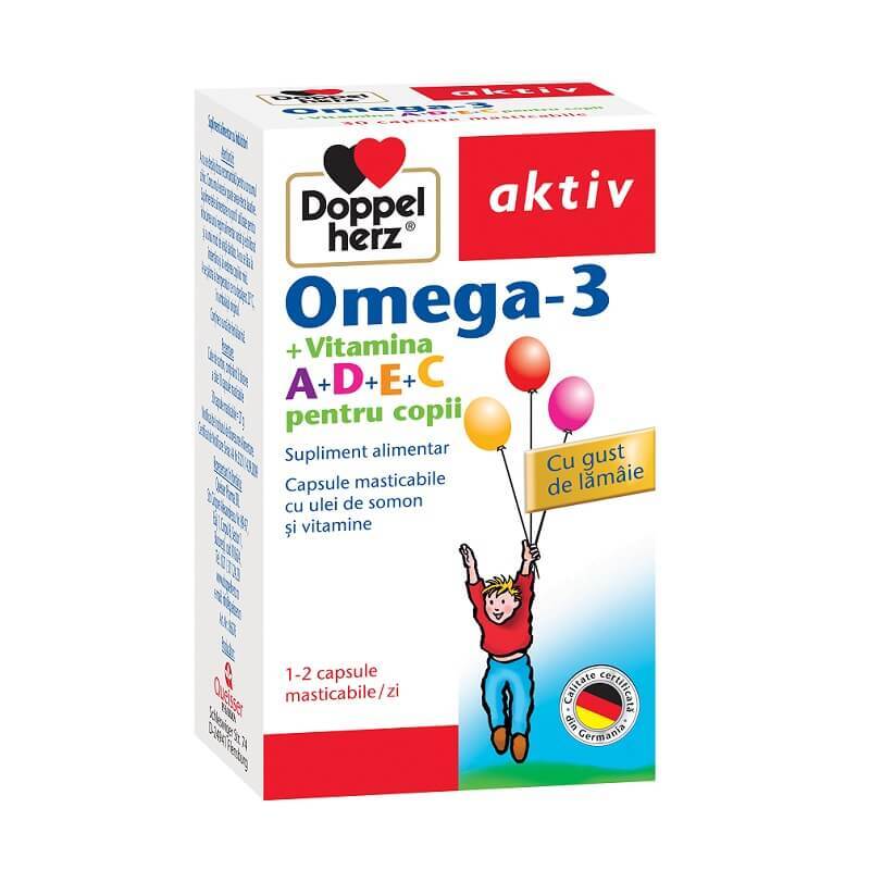 Omega 3 Vitamina A+D+E+C pentru copii, 30 capsule, Doppelherz Vitamine si suplimente