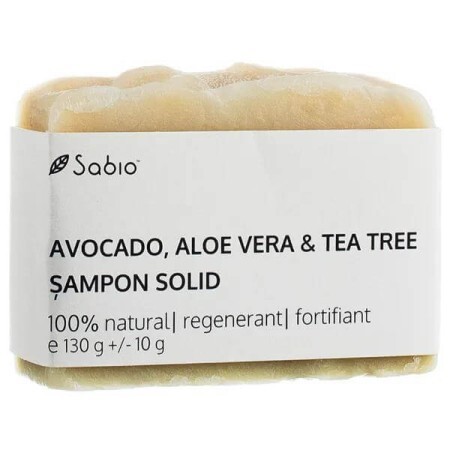 Șampon natural solid cu avocado, aloe vera și tea tree, 130 g, Sabio