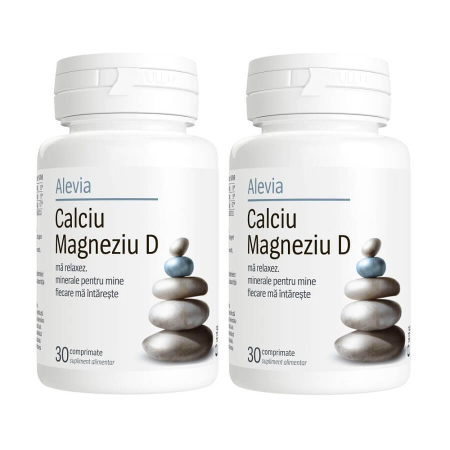 Pachet Calciu Magneziu D, 30 comprimate + 30 comprimate, Alevia Vitamine si suplimente