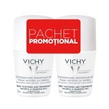 Pachet Deodorant roll-on antiperspirant fără parfum 48h, 50 ml + 50 ml, Vichy