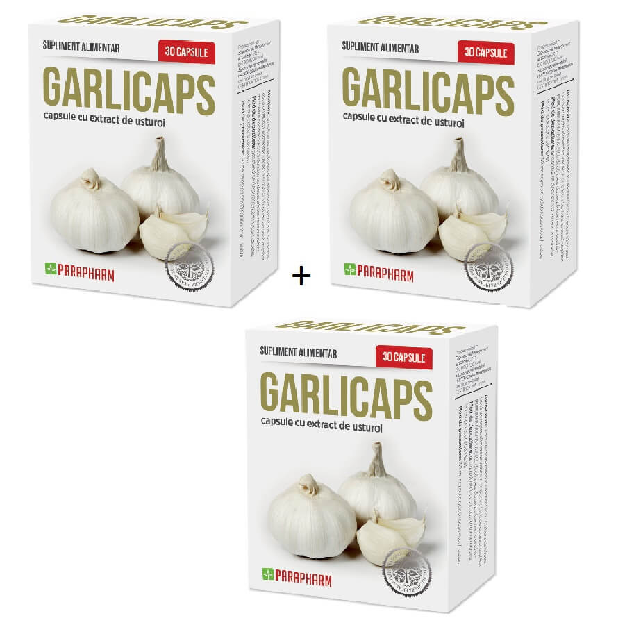 Pachet Garlicaps, 30 capsule (2+1), Parapharm Vitamine si suplimente