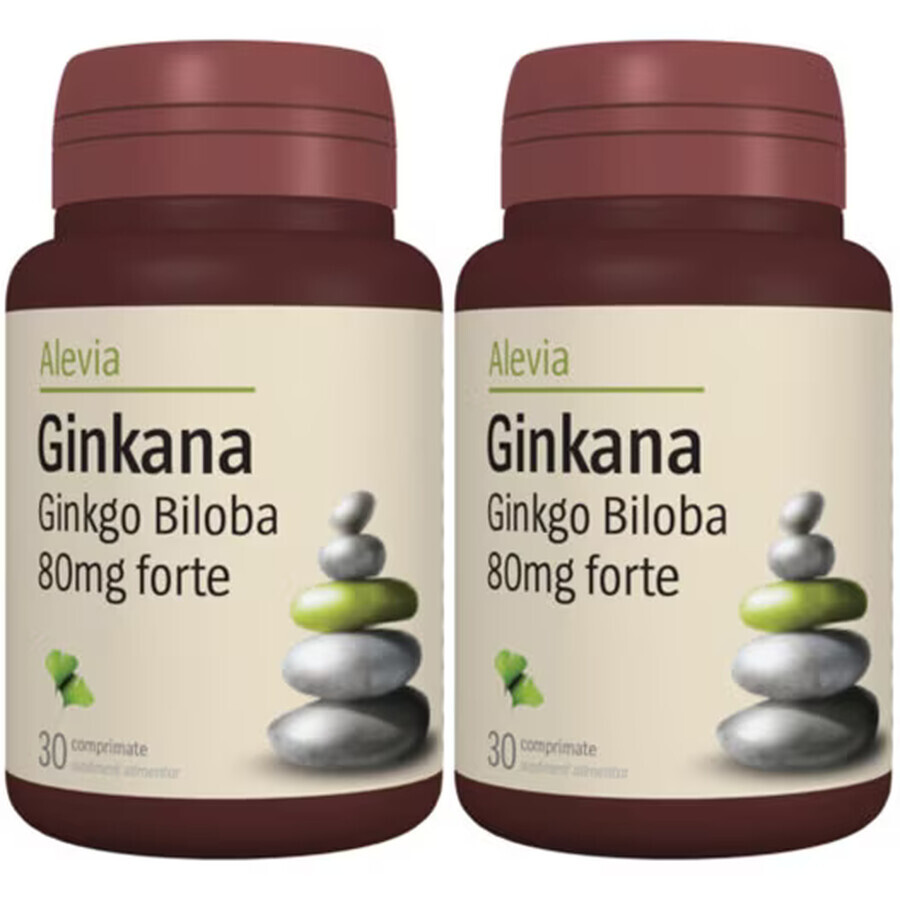 Pachet Ginkana Ginko Biloba Forte 80mg, 30 comprimate, Alevia (1+1) recenzii