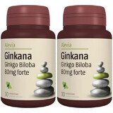 Pachet Ginkana Ginko Biloba Forte 80mg, 30 comprimate, Alevia (1+1)