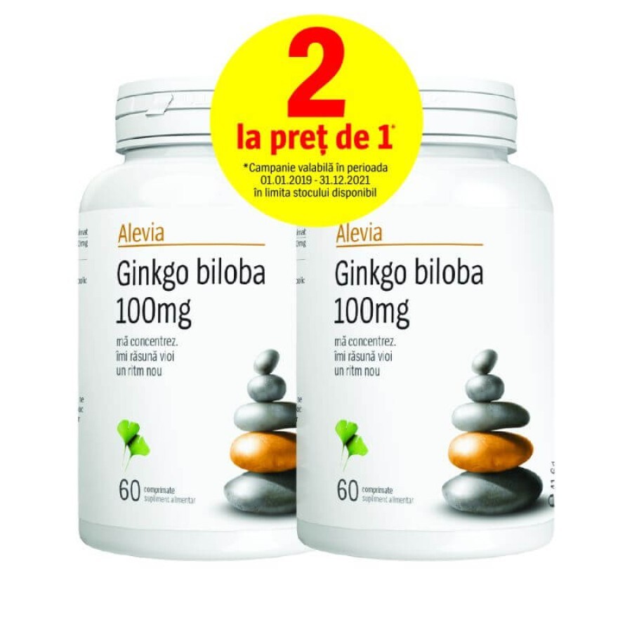 Pachet Ginkgo Biloba 100 mg, 60 + 60 comprimate, Alevia recenzii