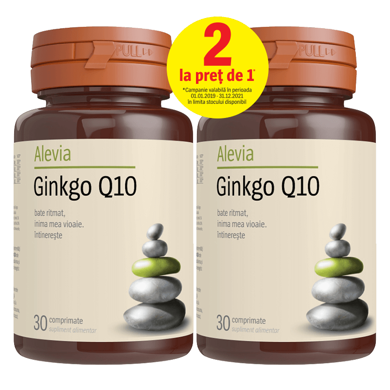 Pachet Ginkgo Q10, 30 comprimate, Alevia (1+1) Vitamine si suplimente