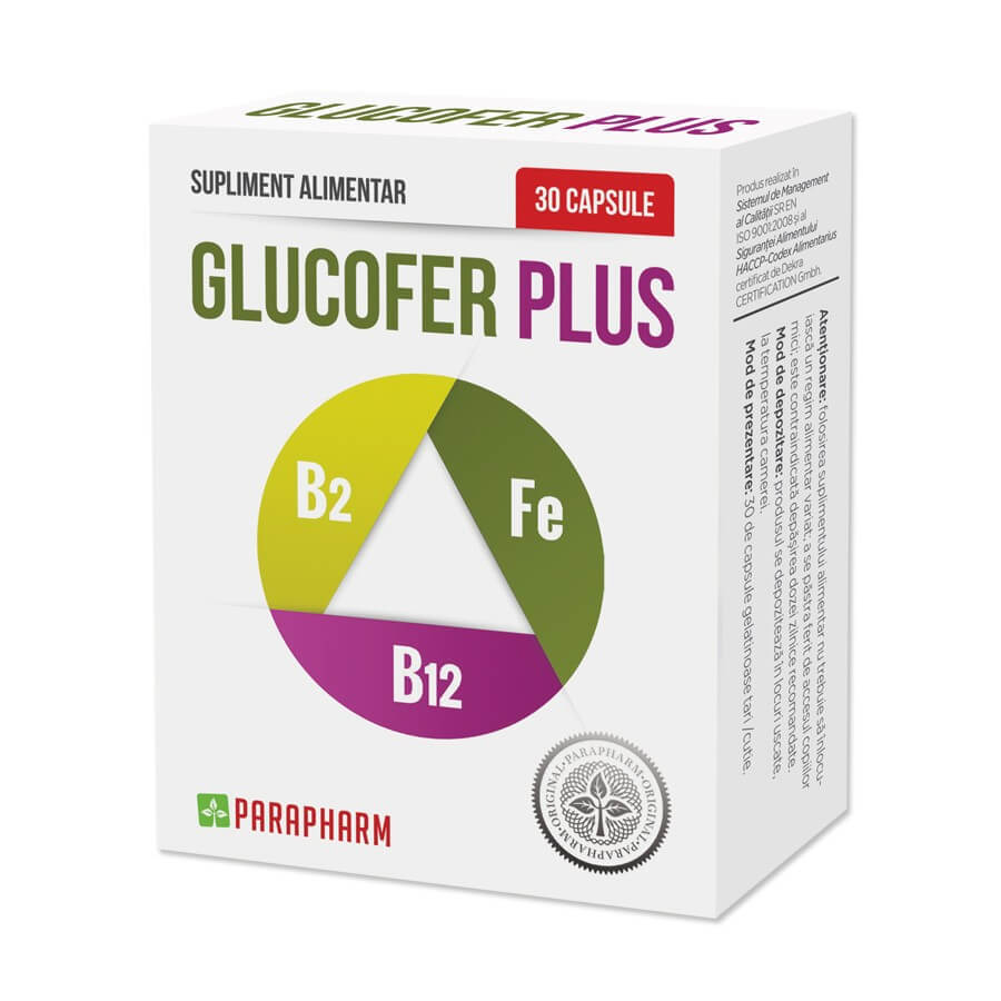 Pachet Glucofer Plus, 30 + 30 capsule, Parapharm