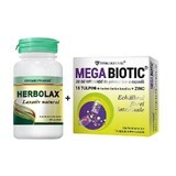 Pachet Herbolax, 30 tablete + Mega Biotic Zinc Total Defense, 10 capsule, Cosmopharm