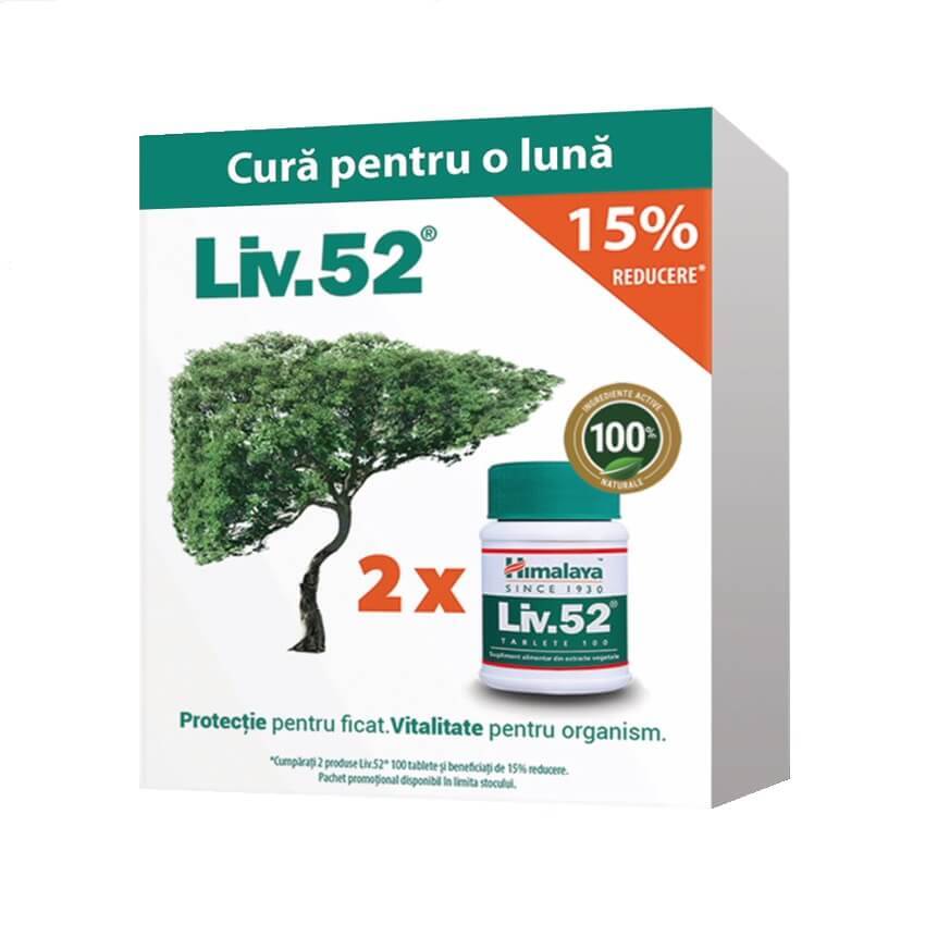 Pachet Liv 52, 100 tabelte + 100 tablete, Himalaya (-15% reducere)