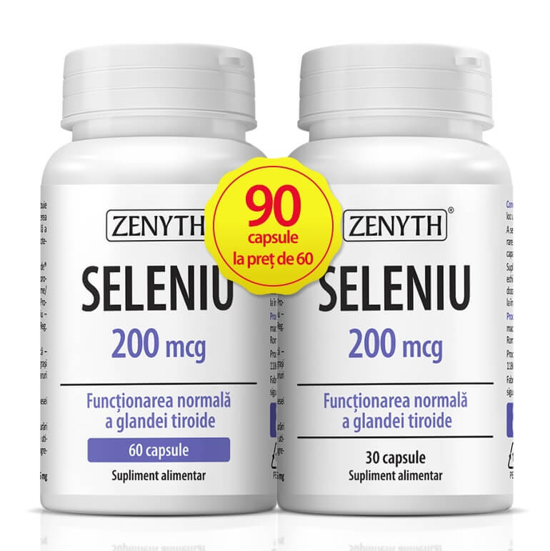 Pachet Seleniu 200 mcg, 60 + 30 capsule, Zenyth Vitamine si suplimente