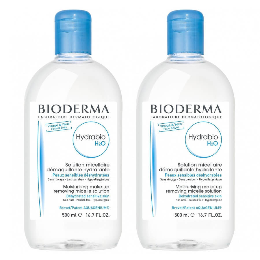 Pachet Soluție micelară hidratanta Hydrabio H2O, 500 ml + 500 ml, Bioderma