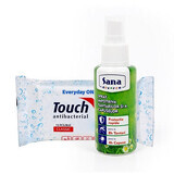 Pachet Spray împotriva țânțarilor și căpușelor, 100 ml + Șervetele umede antibacteriene, 15 bucăți, Touch