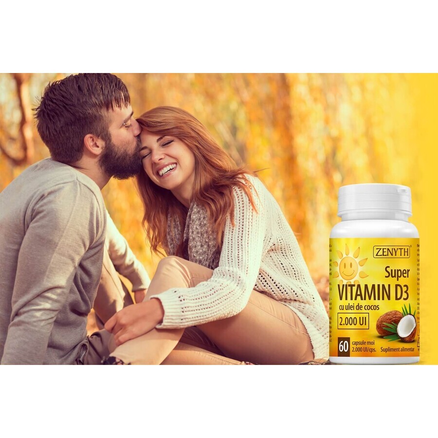 Pachet Super Vitamina D3 cu ulei de cocos 2000UI, 120 + 30 capsule, Zenyth