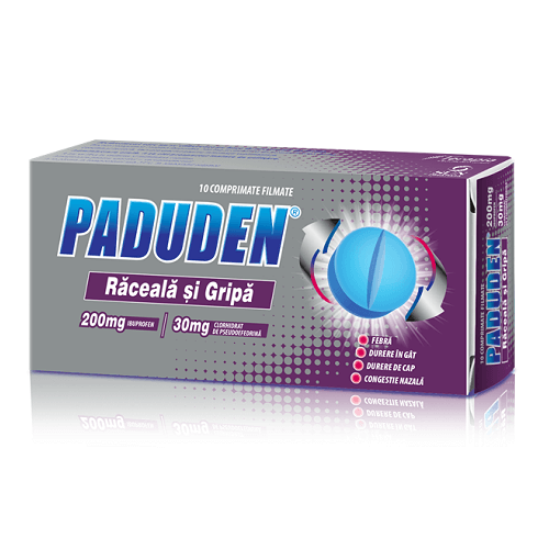 Paduden răceală și gripă 200 mg/30 mg, 10 comprimate filmate, Terapia