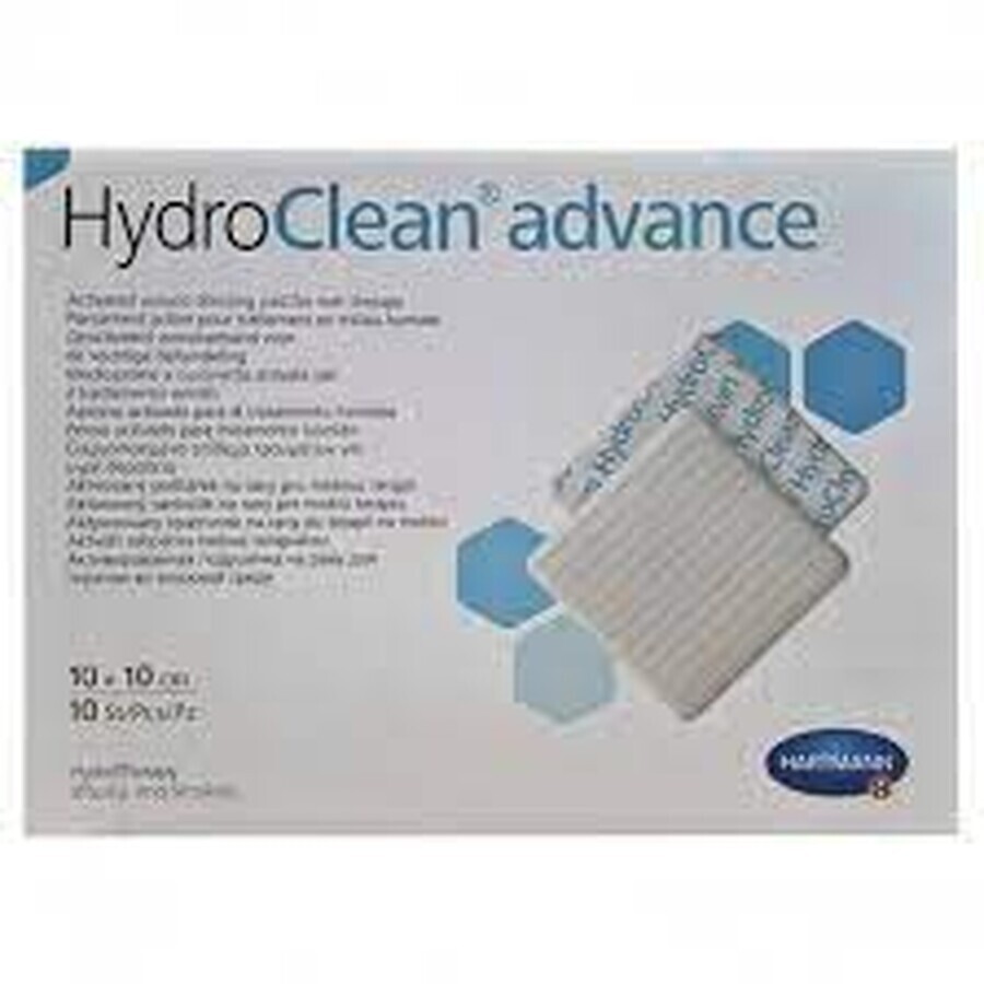 Pansement humide activé HydroClean Advance 10x10 cm, 10 pièces, Hartmann