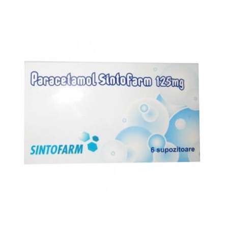 Paracetamol 125 mg, 6 supozitoare, Sintofarm