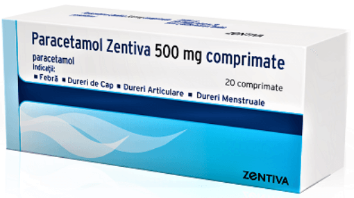 Paracetamol 500 mg, 20 comprimate, Zentiva