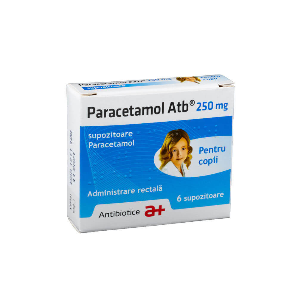 Paracetamol, 250 mg, 6 supozitoare, Antibiotice SA