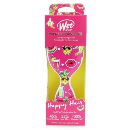 Perie de par Mini Detangler Happy Hair Smiley Pineapple, Wet Brush