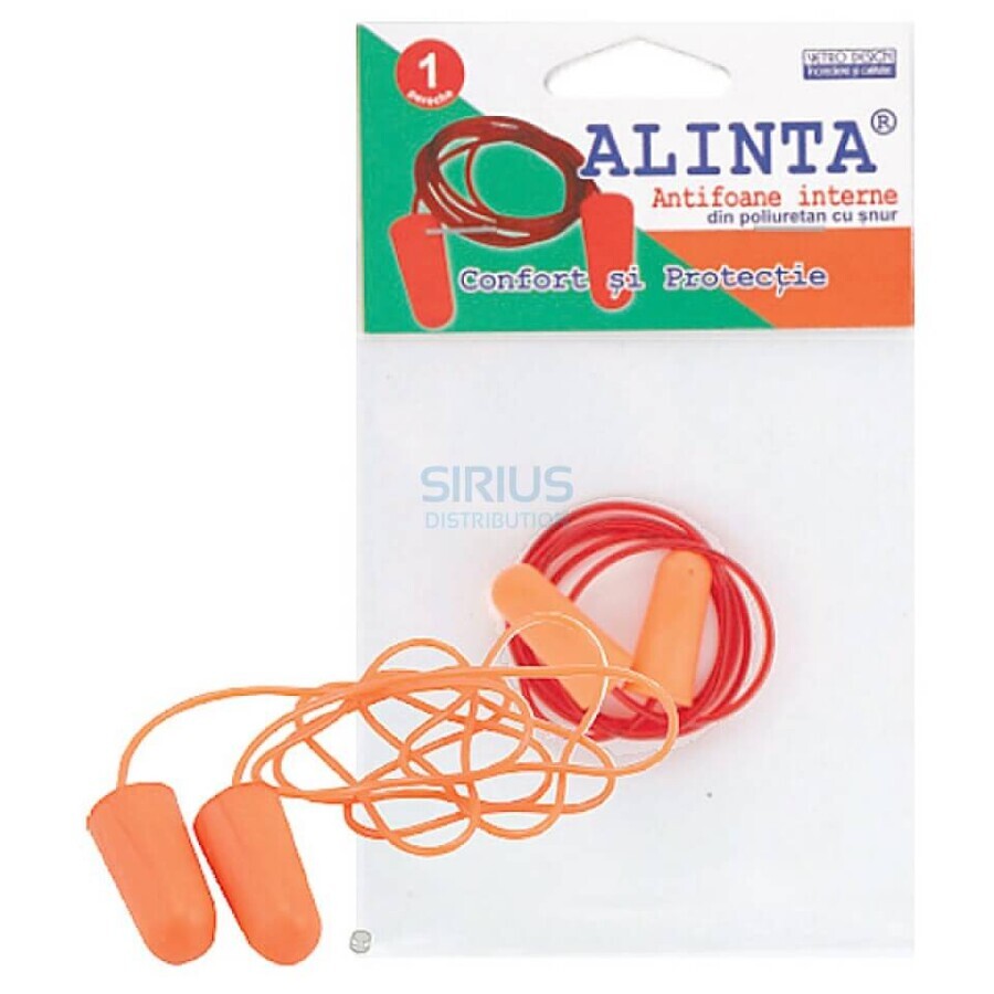 Internal polyurethane foam earmuffs with cord, 1 pair, Alinta