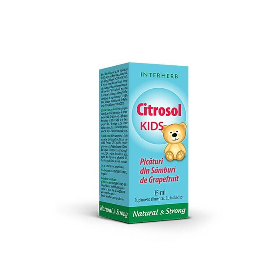 Picături din sâmburi de grapefruit Citrosol Kids, 15 ml, Interherb