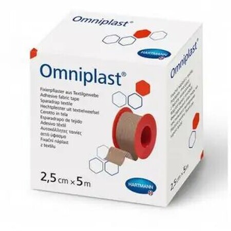 Omniplast hypoallergenic textile patch on textile backing (900441), 2.5cmx5m, Hartmann