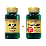 Premium Ginkgo Max 6000 mg, 60 capsule + Vitamina D3 2000 UI, 30 capsule, Cosmopharm