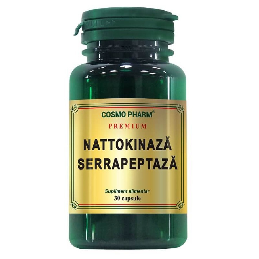 Premium Nattokinaza Serrapeptaza, 30 capsule vegetale, Cosmopharm recenzii