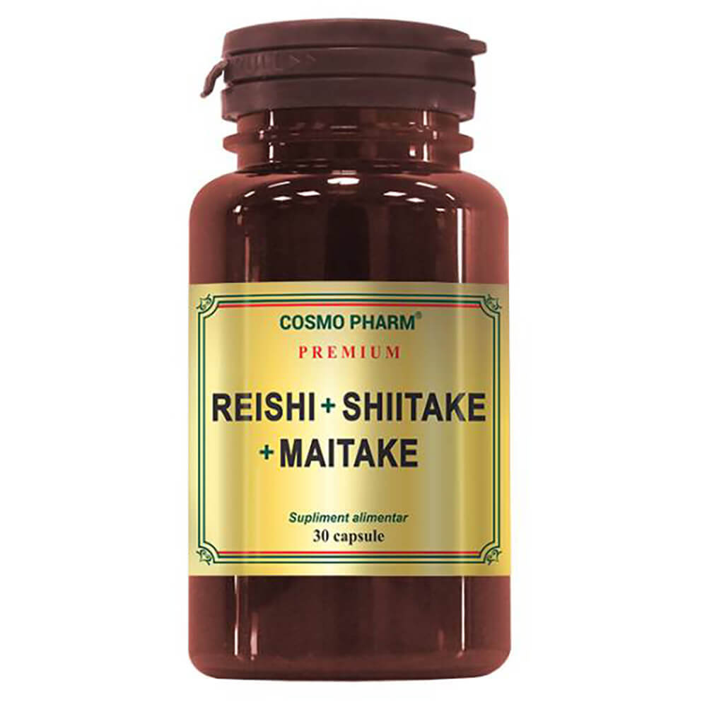 Premium Reishi Shitake Maitake, 30 capsule, Cosmopharm Vitamine si suplimente