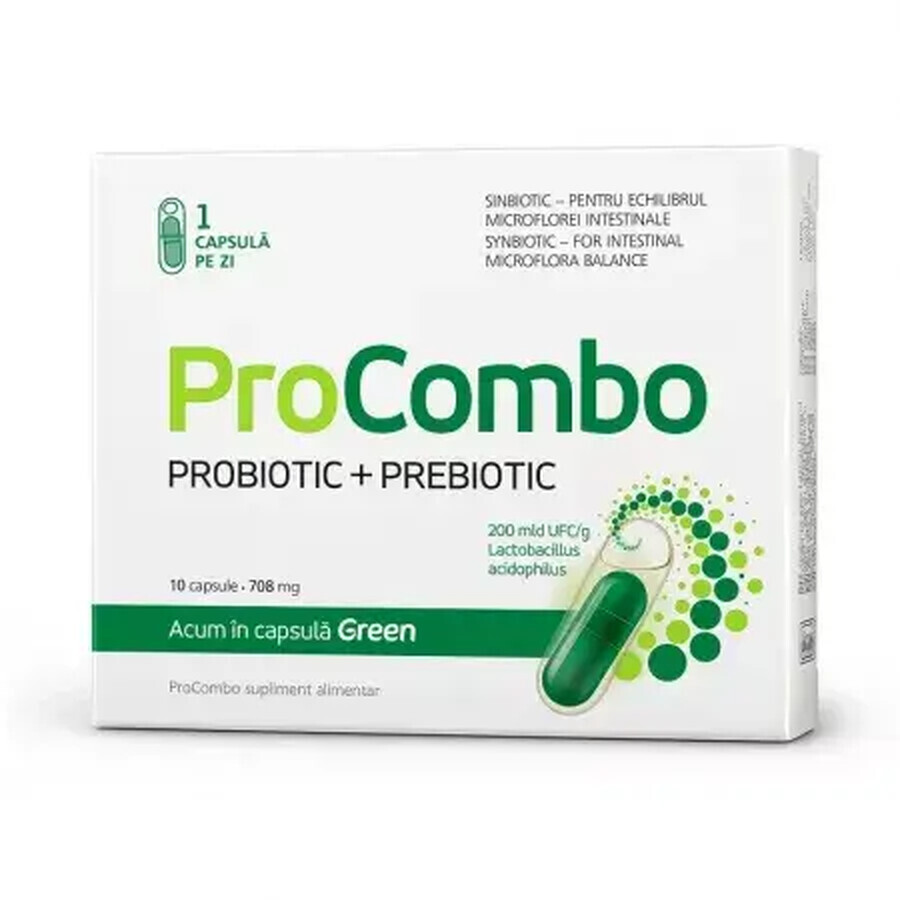 Probiotico + Prebiotico per l'equilibrio della flora intestinale ProCombo, 10 capsule, Vitaslim