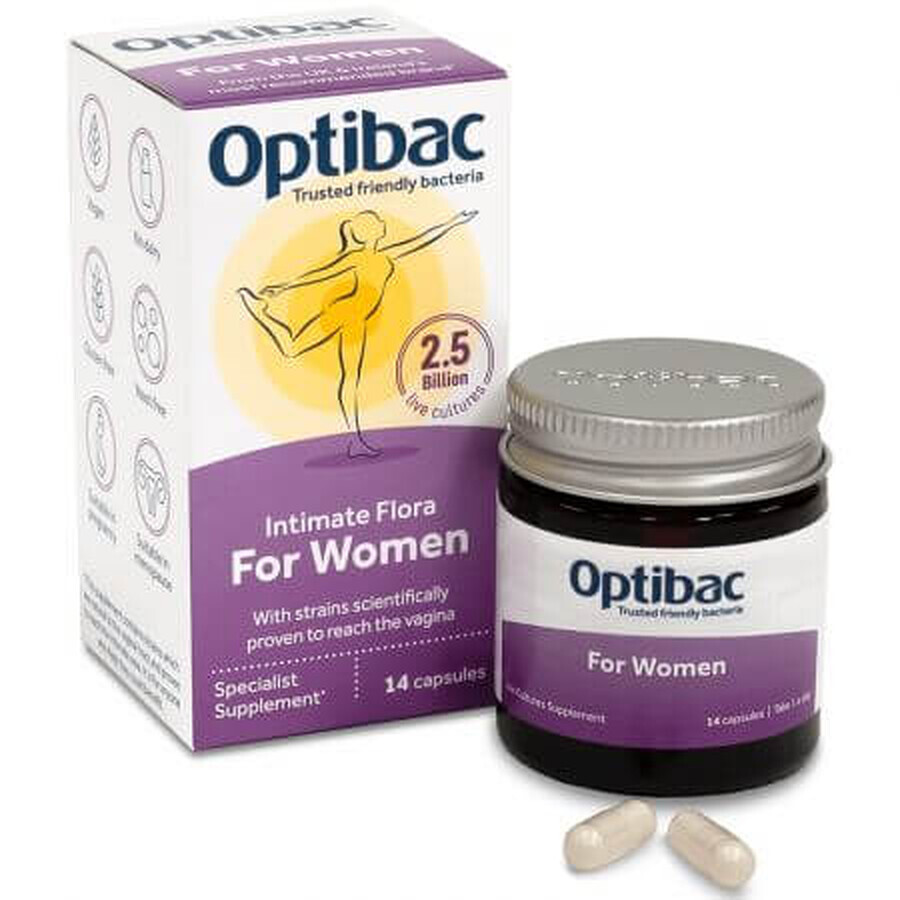 Probiótico para la flora vaginal, 14 cápsulas, OptiBac