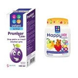Prunisor Lax Sirop Infant Uno, 100 ml + Happyvit Complex Infant Uno, 50 jeleuri, Solacium Pharma