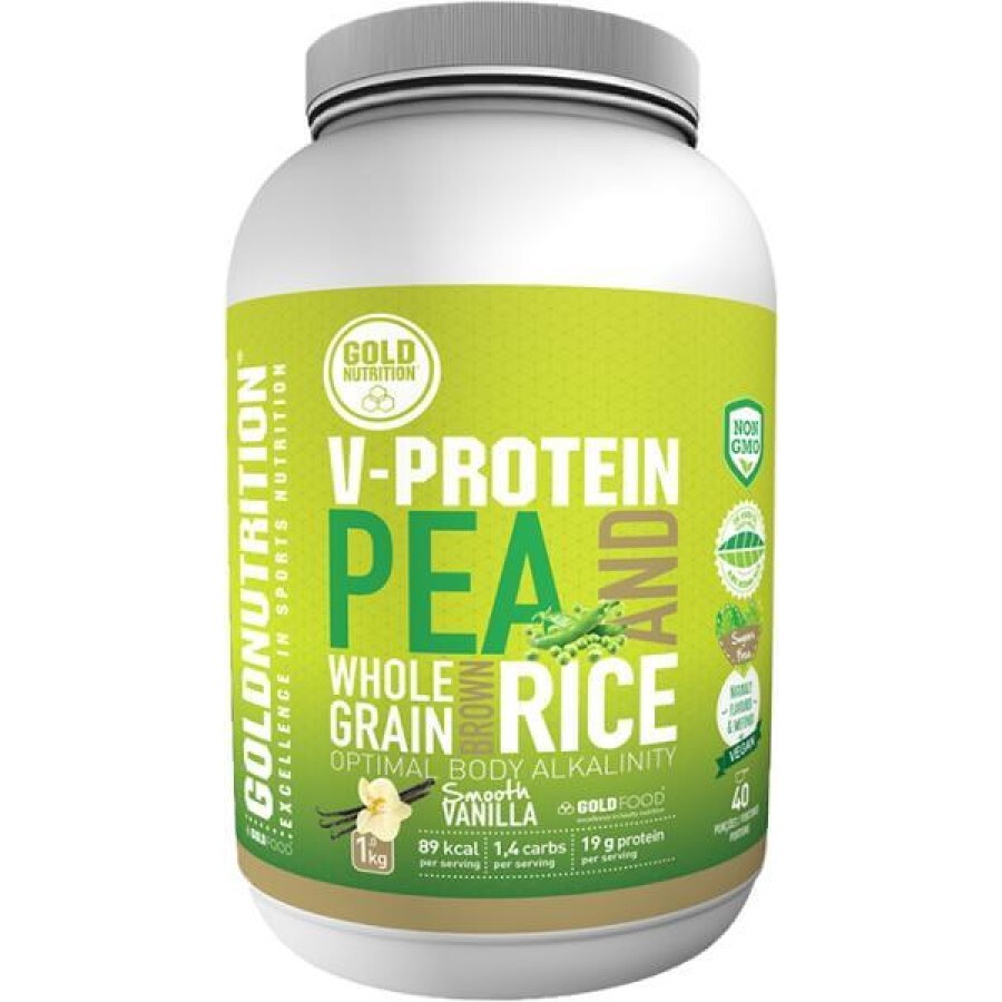Pudra Proteica Vegetala V-Protein Vanilie, 1 Kg, Gold Nutrition