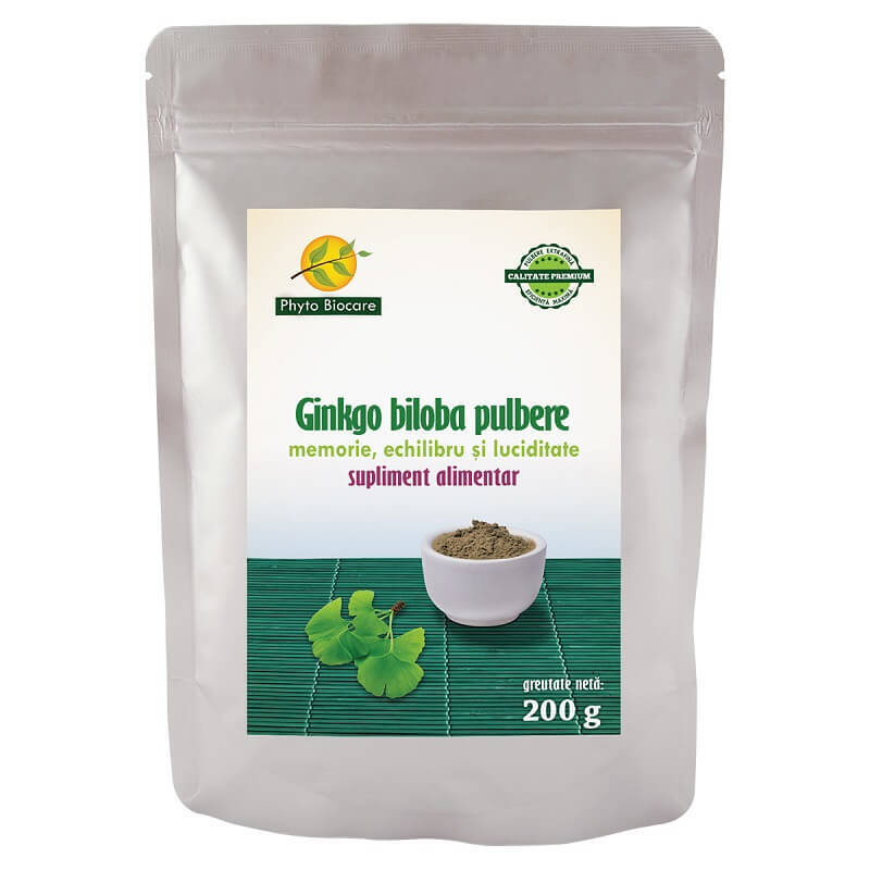 Pulbere Ginkgo biloba, 200 g, Phyto Biocare