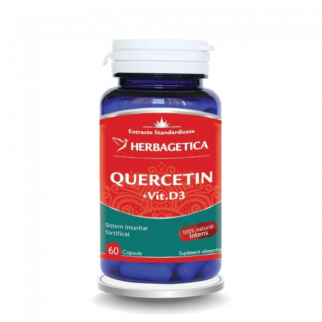Quercetin cu Vitamina D3, 60 capsule, Herbagetica Vitamine si suplimente
