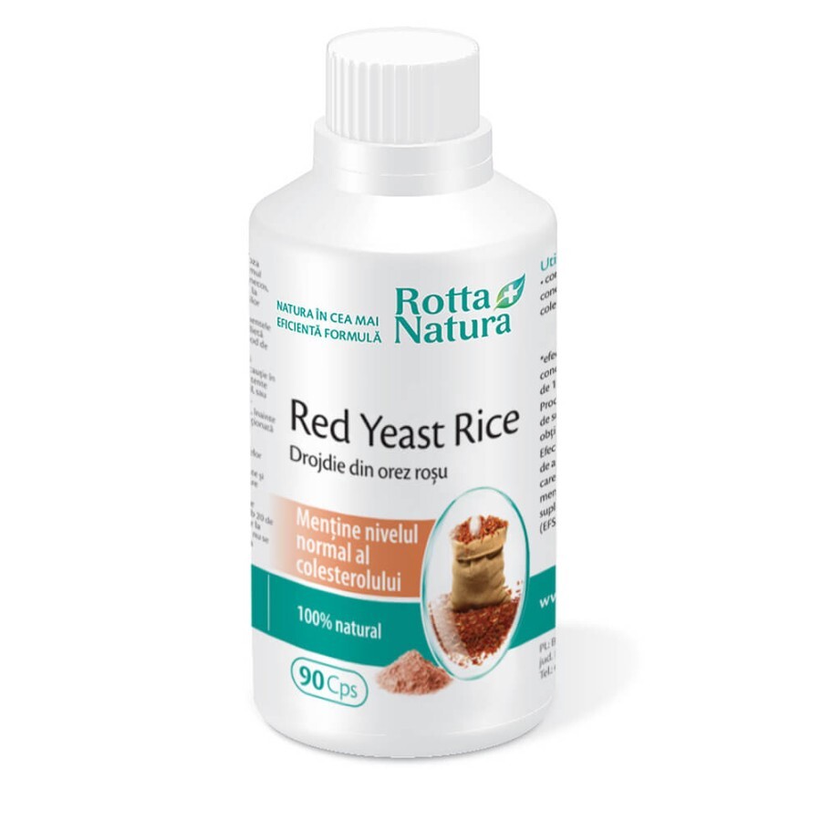 Red Yeast Rice Drojdie din orez roșu 635 mg, 90 capsule, Rotta Natura recenzii