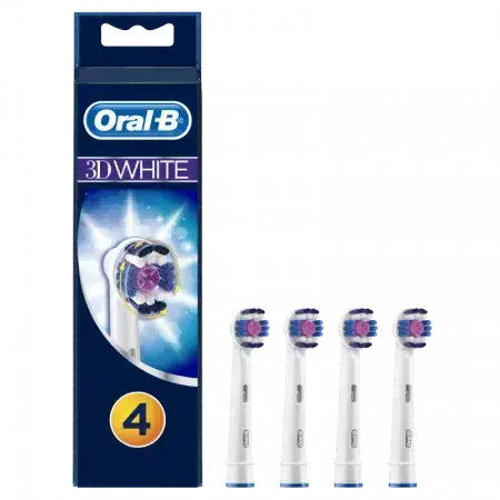 Rezervă periuță de dinți electrică Braun 3D White, 4 bucăți, Oral-B
